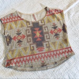 MAUVE Knit Crop Top with Tribal Pattern XL